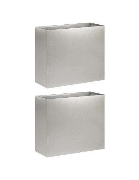 Vaso da giardino 2 pz Argento 50 x 20 x 40 cm Acciaio Inox