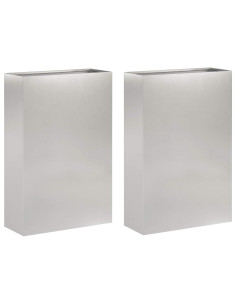 Vaso da giardino 2 pz Argento 40 x 20 x 75 cm Acciaio Inox 2