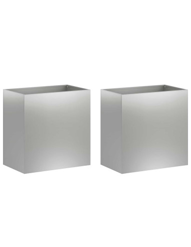 Vaso da giardino 2 pz Argento 50 x 30 x 50 cm Acciaio zincato