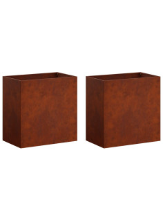 Vaso da giardino 2 pz Ruggine 50 x 30 x 40 cm Acciaio Corten 2