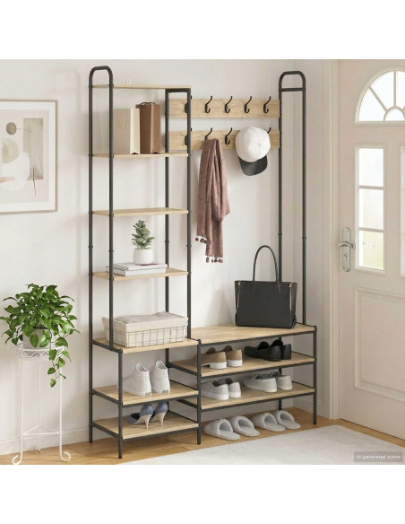 Appendiabiti con panca per scarpe Rovere Sonoma