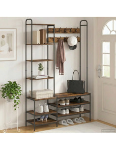 Appendiabiti con panca per scarpe Rovere Fumo