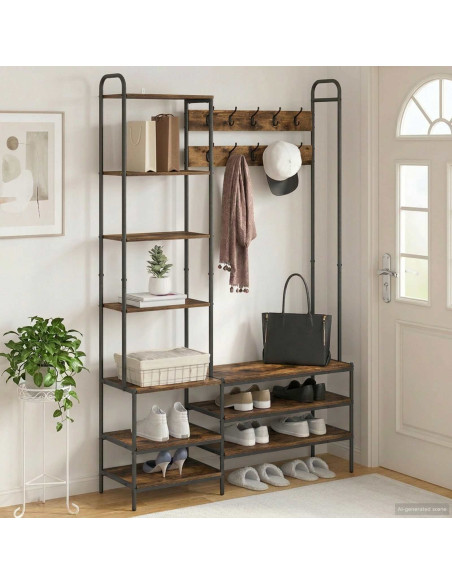 Appendiabiti con panca per scarpe Rovere Fumo