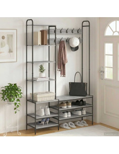 Appendiabiti con panca per scarpe Sonoma grigio