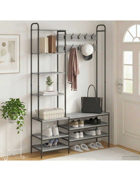 Appendiabiti con panca per scarpe Sonoma grigio