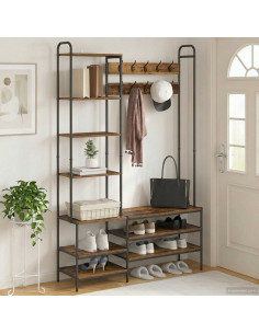 Appendiabiti con panca per scarpe Legno antico