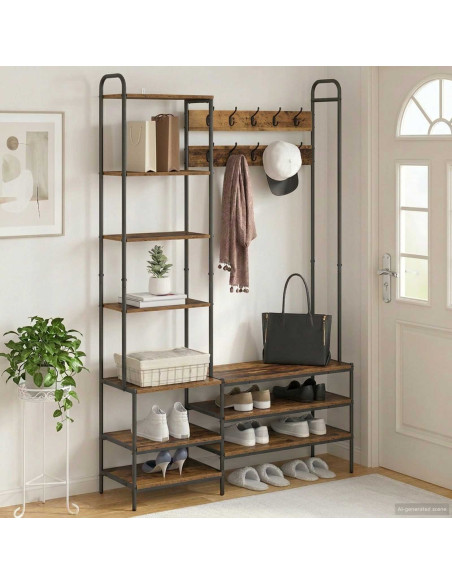Appendiabiti con panca per scarpe Legno antico