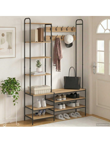 Appendiabiti con panca per scarpe Rovere Artigianale