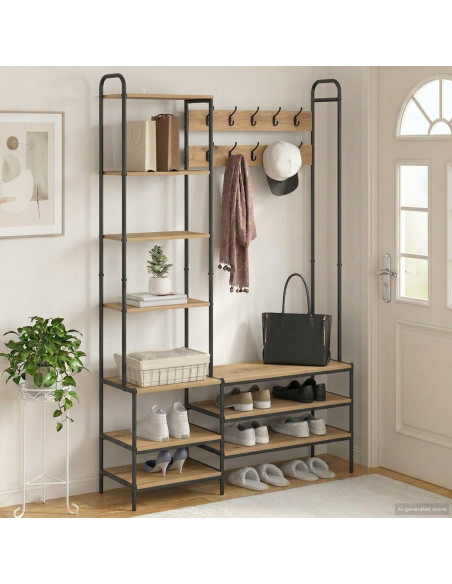 Appendiabiti con panca per scarpe Rovere Artigianale