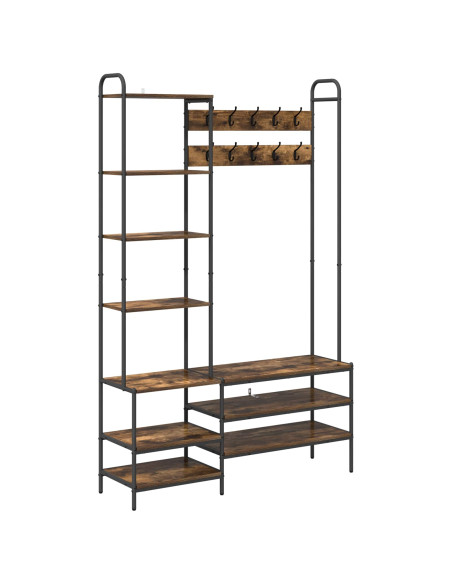 Appendiabiti con panca per scarpe Rovere Fumo