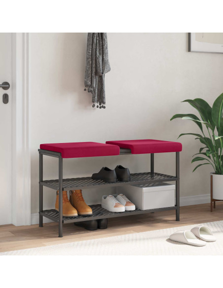 Cuscino per panchina 2 pz Velluto Rosso Vino Profondità 35 cm