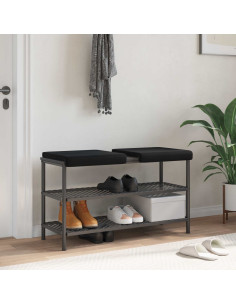 Cuscino per panchina 2 pz Velluto Nero Profondità 35 cm