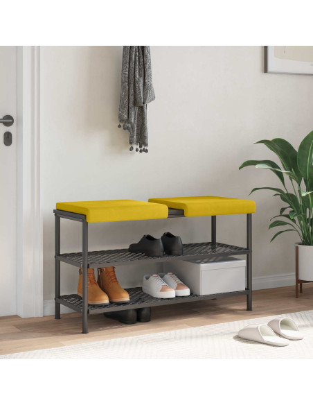 Cuscino per panchina 2 pz Velluto Giallo Profondità 35 cm
