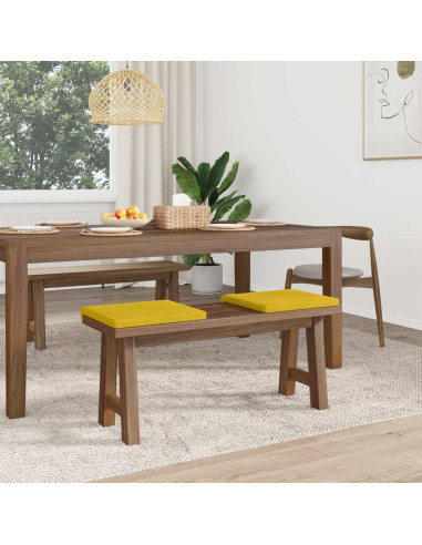 Cuscino per panchina 2 pz Velluto Giallo Profondità 35 cm