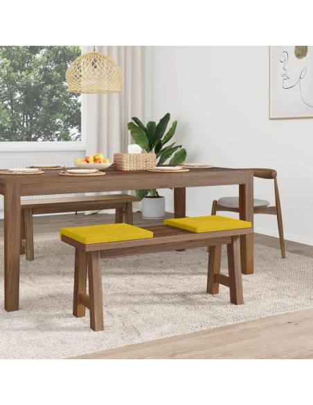 Cuscino per panchina 2 pz Velluto Giallo Profondità 35 cm
