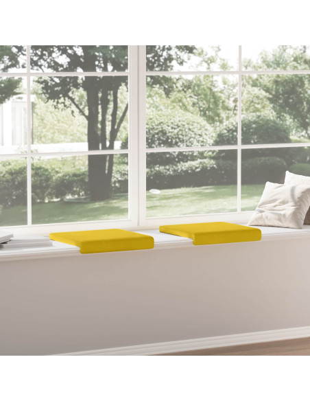 Cuscino per panchina 2 pz Velluto Giallo Profondità 35 cm