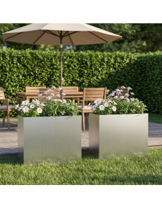 Vaso da giardino 2 pz Argento 50 x 20 x 40 cm Acciaio zincato
