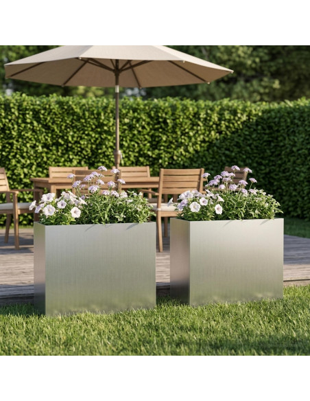 Vaso da giardino 2 pz Argento 50 x 20 x 40 cm Acciaio zincato