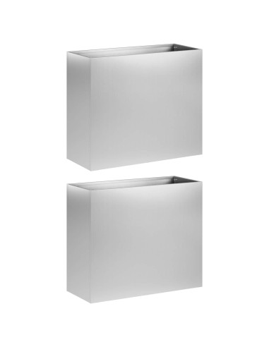 Vaso da giardino 2 pz Argento 50 x 20 x 40 cm Acciaio zincato
