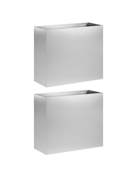 Vaso da giardino 2 pz Argento 50 x 20 x 40 cm Acciaio zincato