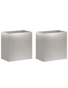 Vaso da giardino 2 pz Argento 50 x 30 x 50 cm Acciaio Inox 2