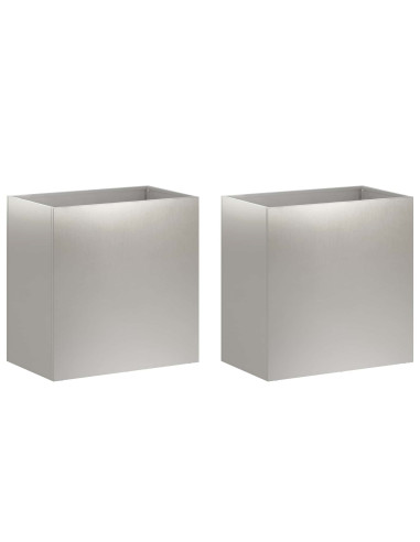 Vaso da giardino 2 pz Argento 50 x 30 x 50 cm Acciaio Inox