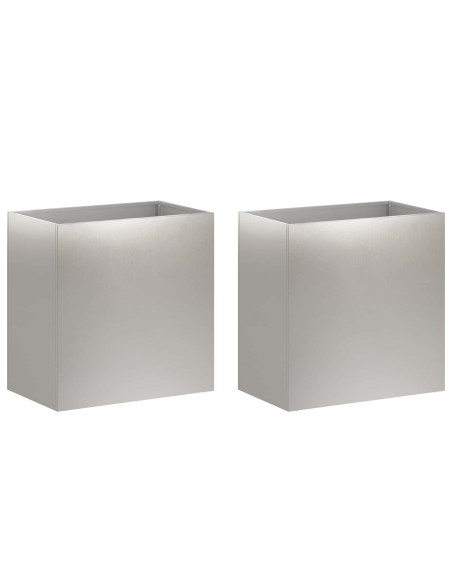 Vaso da giardino 2 pz Argento 50 x 30 x 50 cm Acciaio Inox