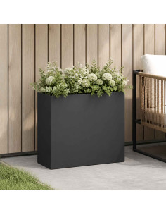 Vaso da giardino Nero 50 x 20 x 40 cm Acciaio laminato a freddo