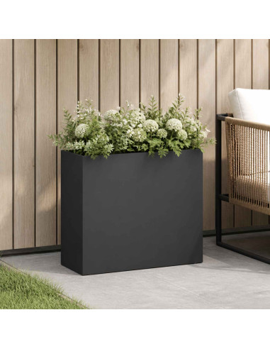 Vaso da giardino Nero 50 x 20 x 40 cm Acciaio laminato a freddo