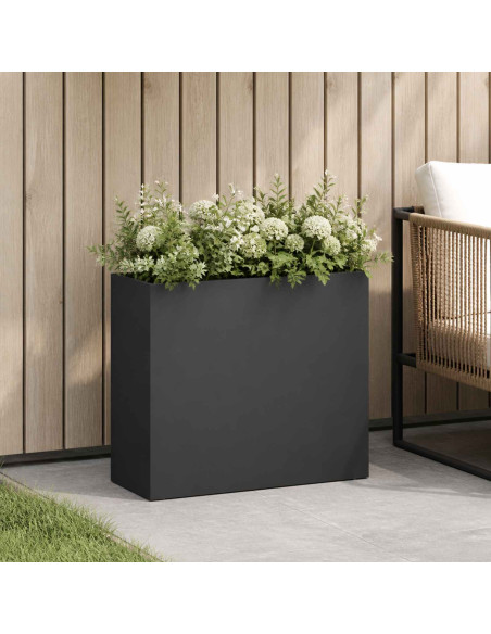 Vaso da giardino Nero 50 x 20 x 40 cm Acciaio laminato a freddo