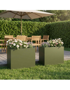 Vaso da giardino 2 pz Verde Oliva 50 x 20 x 40 cm