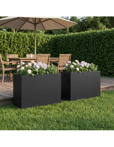 Vaso da giardino 2 pz Nero 50 x 20 x 40 cm