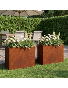 Vaso da giardino 2 pz Ruggine 50 x 20 x 40 cm Acciaio Corten