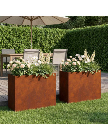 Vaso da giardino 2 pz Ruggine 50 x 20 x 40 cm Acciaio Corten