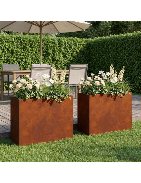 Vaso da giardino 2 pz Ruggine 50 x 20 x 40 cm Acciaio Corten