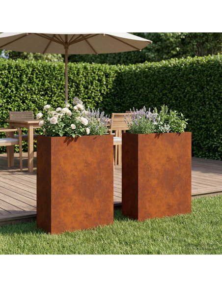 Vaso da giardino 2 pz Ruggine 40 x 20 x 75 cm Acciaio Corten