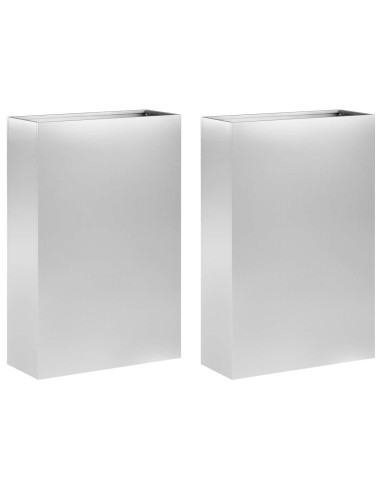 Vaso da giardino 2 pz Argento 50 x 20 x 75 cm Acciaio zincato
