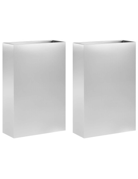 Vaso da giardino 2 pz Argento 50 x 20 x 75 cm Acciaio zincato