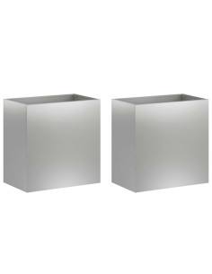 Vaso da giardino 2 pz Argento 50 x 30 x 40 cm Acciaio zincato 2