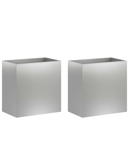 Vaso da giardino 2 pz Argento 50 x 30 x 40 cm Acciaio zincato