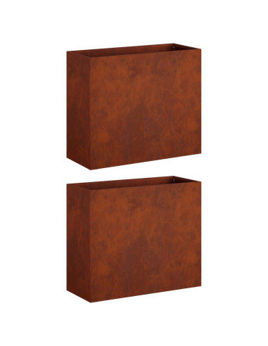 Vaso da giardino 2 pz Ruggine 50 x 20 x 40 cm Acciaio Corten