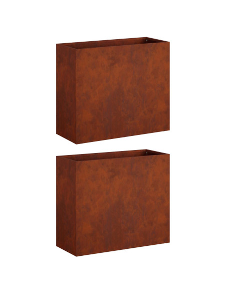 Vaso da giardino 2 pz Ruggine 50 x 20 x 40 cm Acciaio Corten