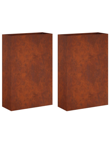 Vaso da giardino 2 pz Ruggine 40 x 20 x 75 cm Acciaio Corten