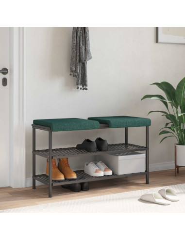 Cuscino per panchina 2 pz Tessuto Verde Scuro Profondità 35 cm