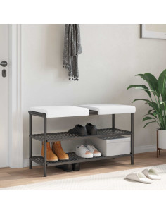 Cuscino per panchina 2 pz Tessuto Bianco Profondità 35 cm