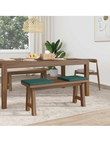 Cuscino per panchina 2 pz Tessuto Verde Scuro Profondità 35 cm