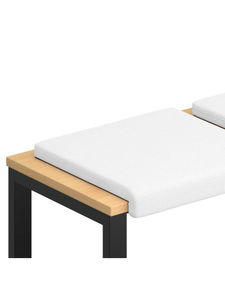 Cuscino per panchina 2 pz Tessuto Bianco Profondità 35 cm