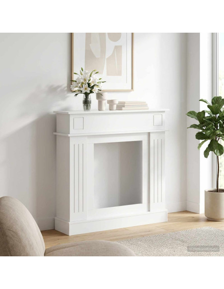 Cornice per camino Bianco Lucido 102 x 26 x 100 cm