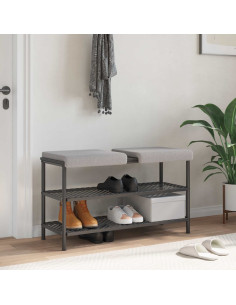 Cuscino per panchina 2 pz Tessuto Sherpa Grigio Chiaro