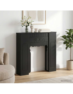 Cornice per camino Nero 93 x 20 x 89 cm Legno ingegnerizzato